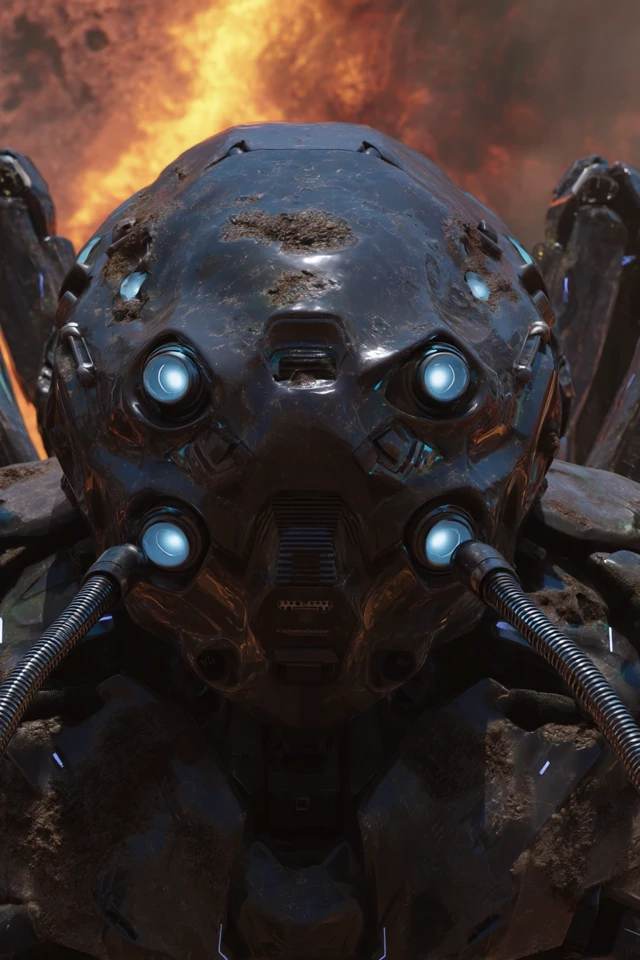 Spider Humanoid in Volcanic Exosuit High Tech
