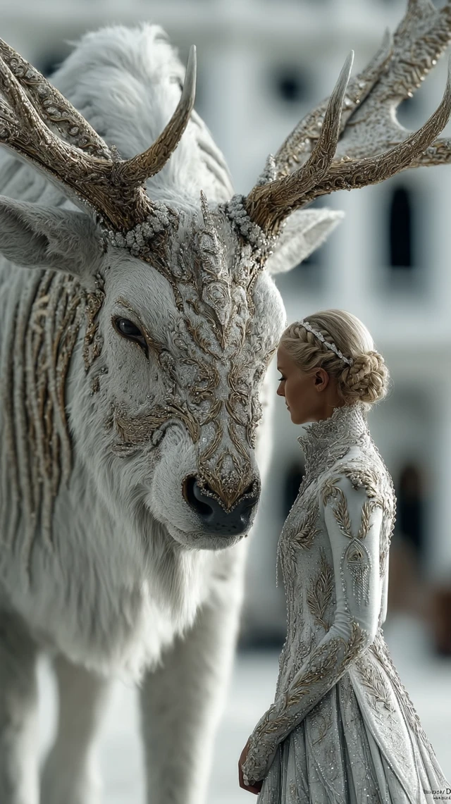Dior Stag and Woman Cinematic Fantasy Art