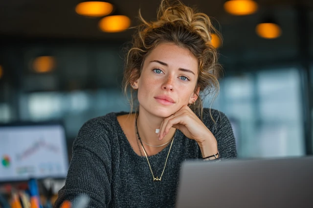 Young Finance Intern Analyzing Charts at Office
