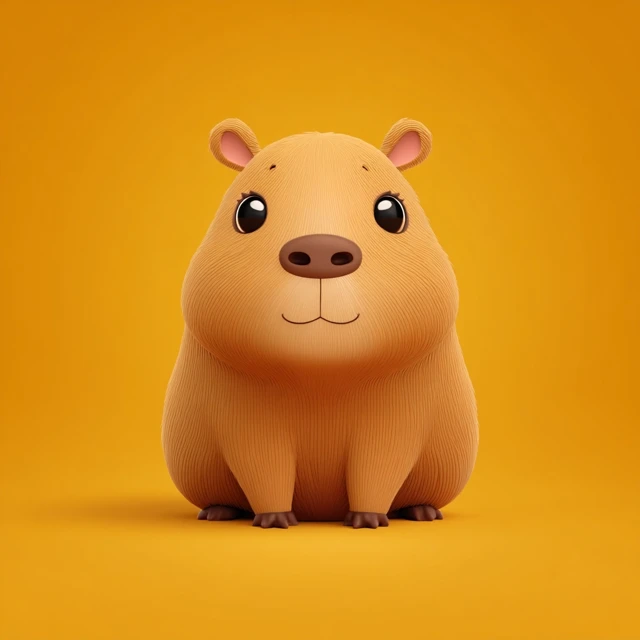 Cute 3D Cartoon Capybara Illustration