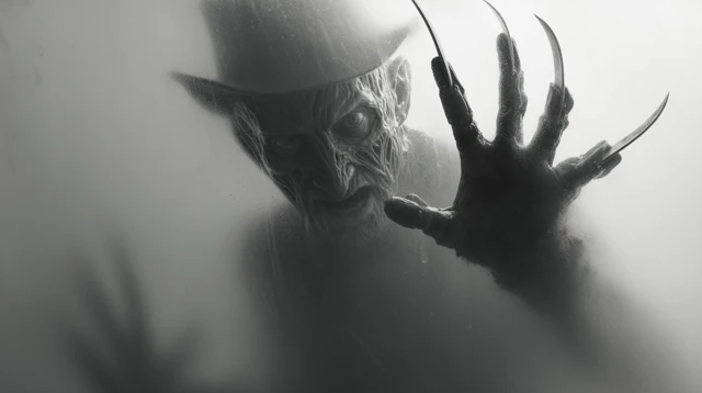Freddy Krueger Black and White Horror Photo