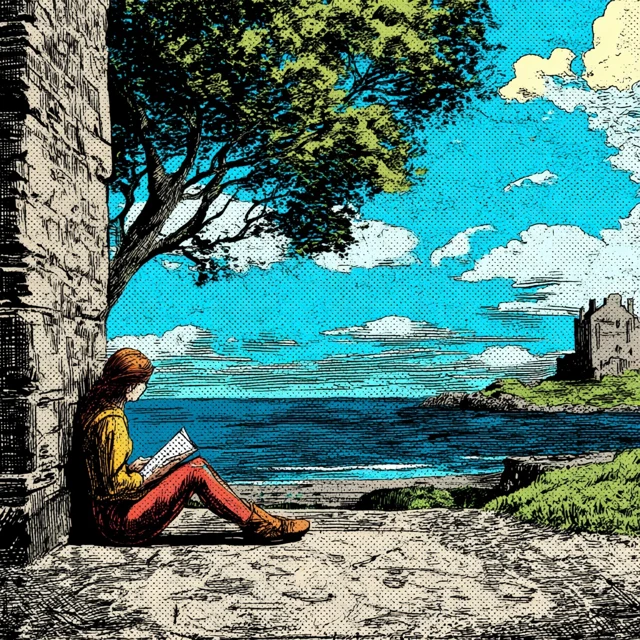 Scottish Writer Pop Art Castle and Sea