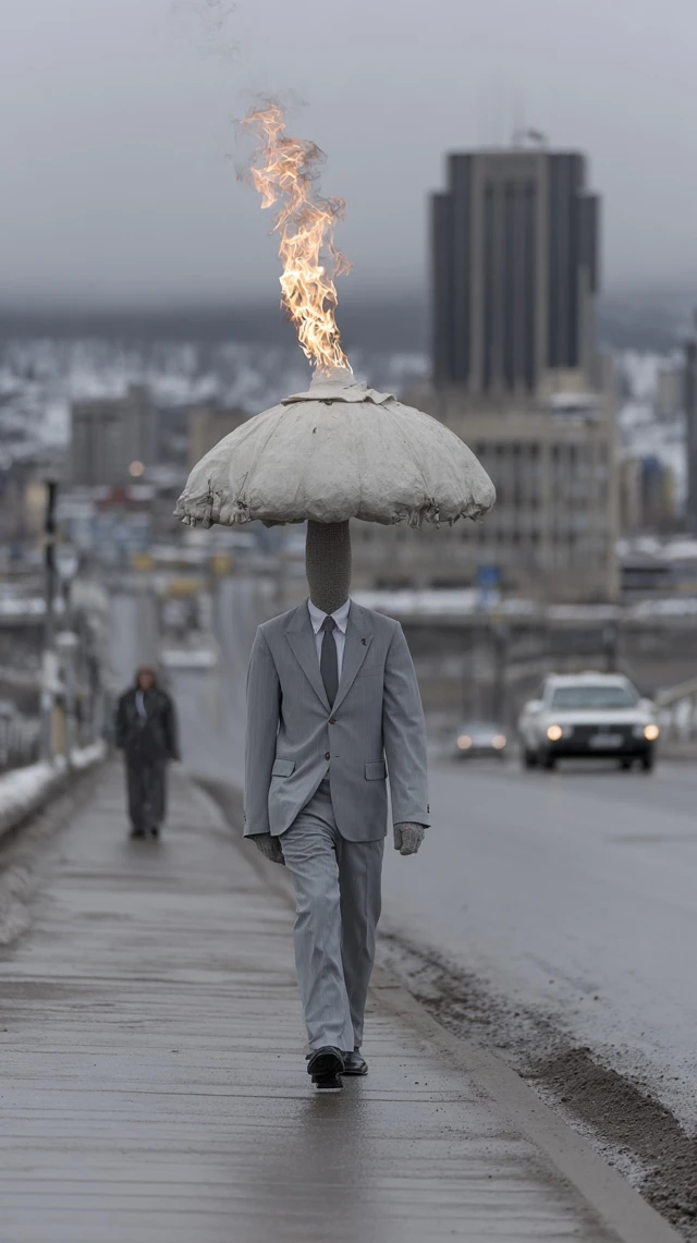 Man with Head on Fire Surreal Photography