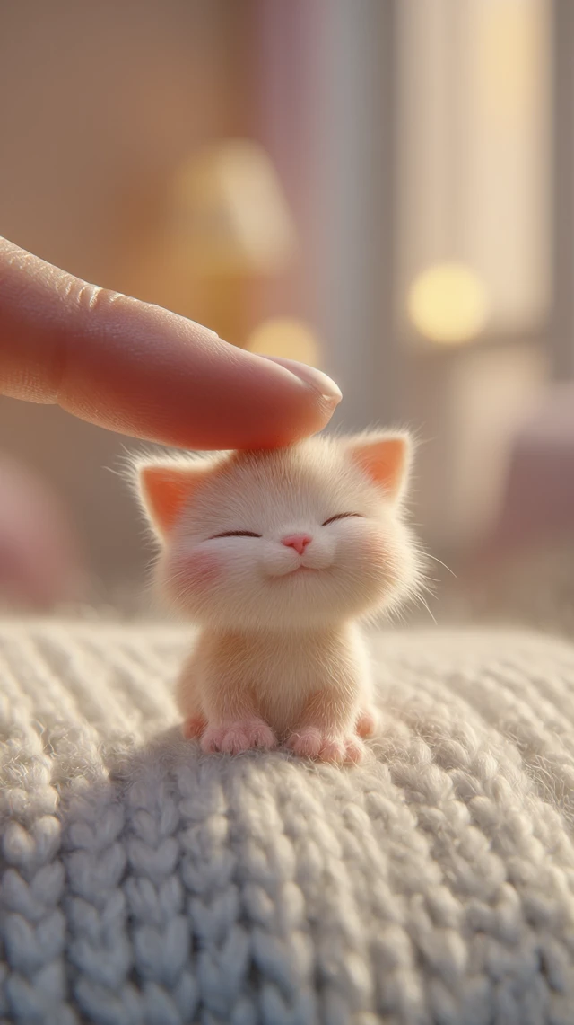 Tiny Kitten Portrait with Gentle Touch 8K Hyperrealism
