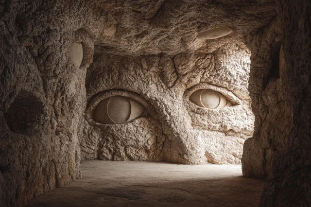 Cave Walls with Living Eyes A Mysterious Sight
