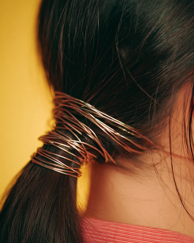 Hair Styling Concept Wire Wrapped Ponytail Editorial