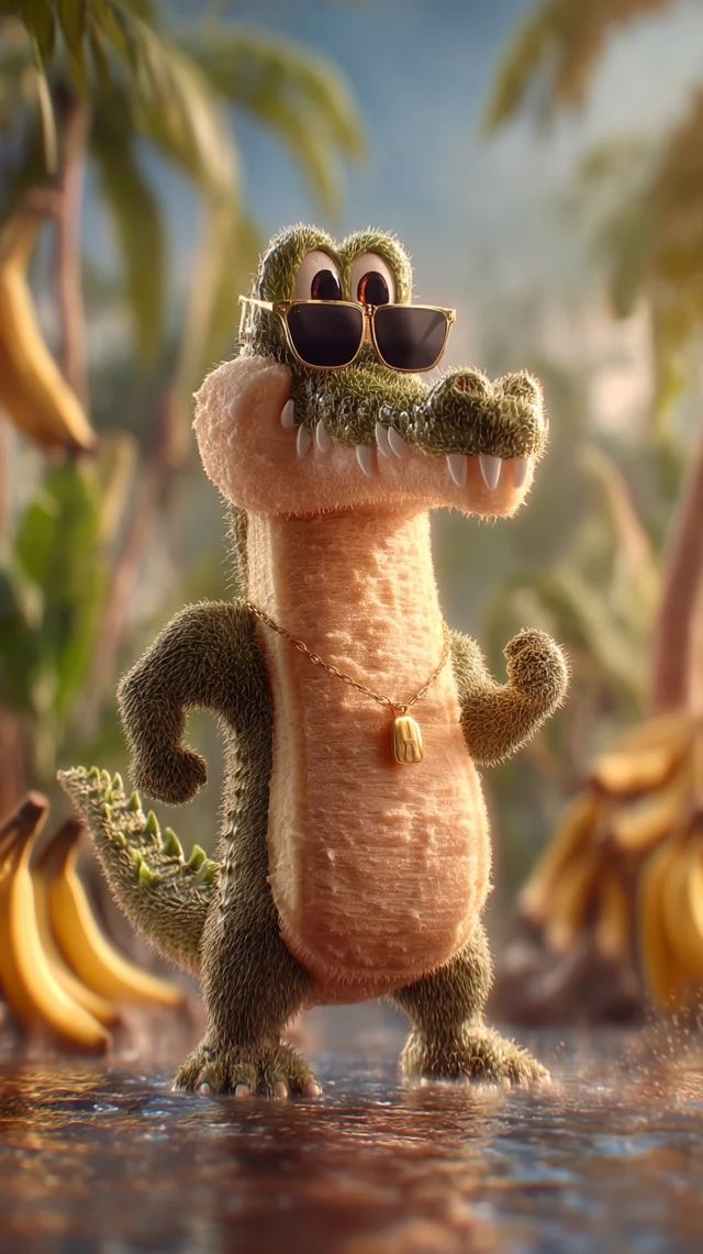 Cartoon Crocodile Banana Hybrid