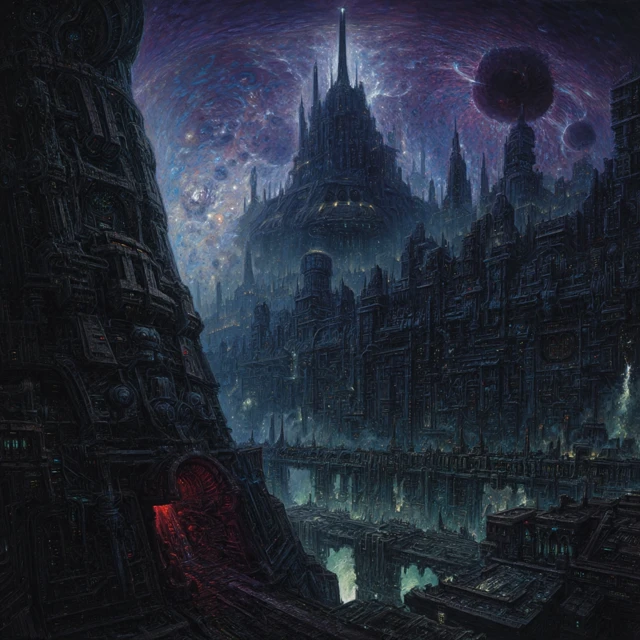 Demons of Infinite Space Intricate Cityscape Art