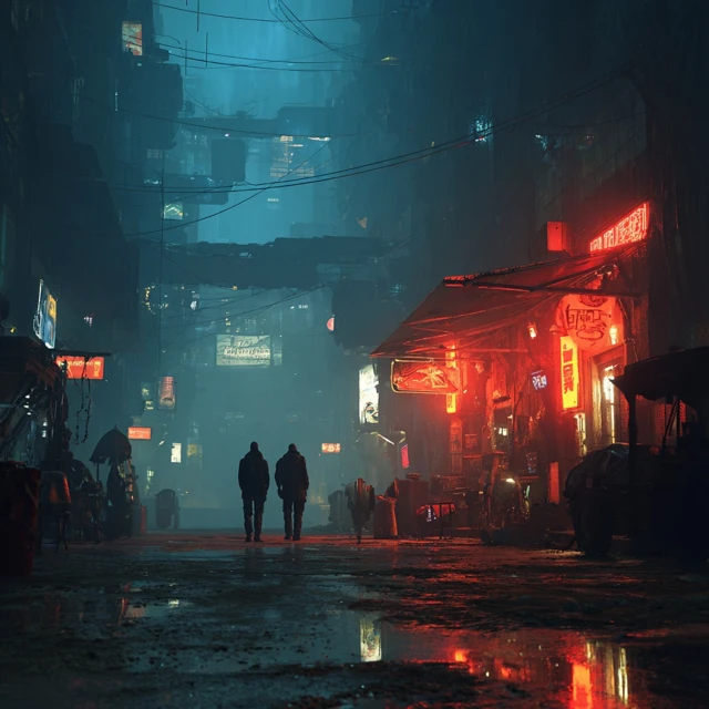 Cyberpunk City Scene Heavy Atmosphere