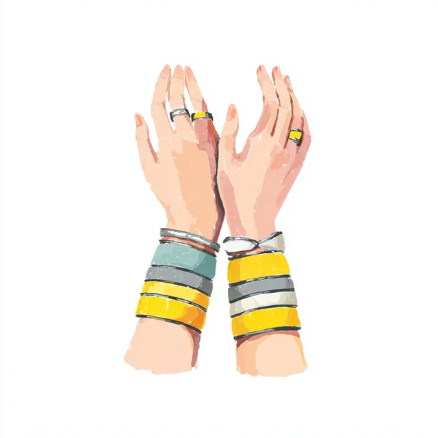 Hands Illustration With Colorful Bracelets Alegria Style