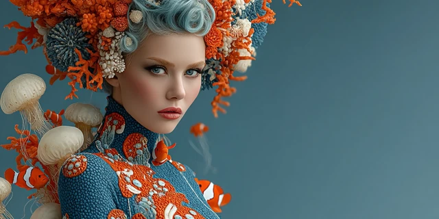 Sea Goddess Portrait Intense Expression Dramatic Lighting