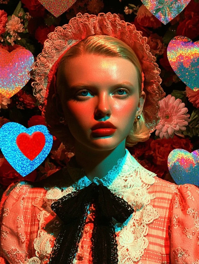 Gothic Cowgirl Dreamlike Portrait with Rainbow Light