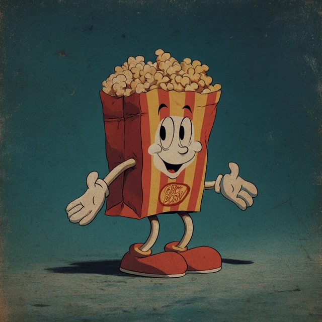 Vintage Cartoon Popcorn Bag Character