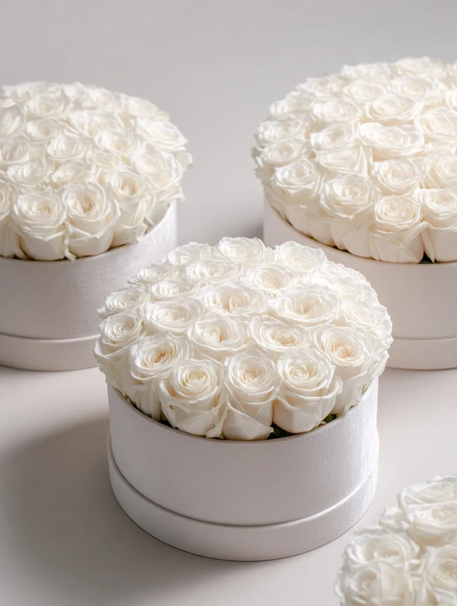 White Rose Flower Boxes Luxurious Floral Arrangement