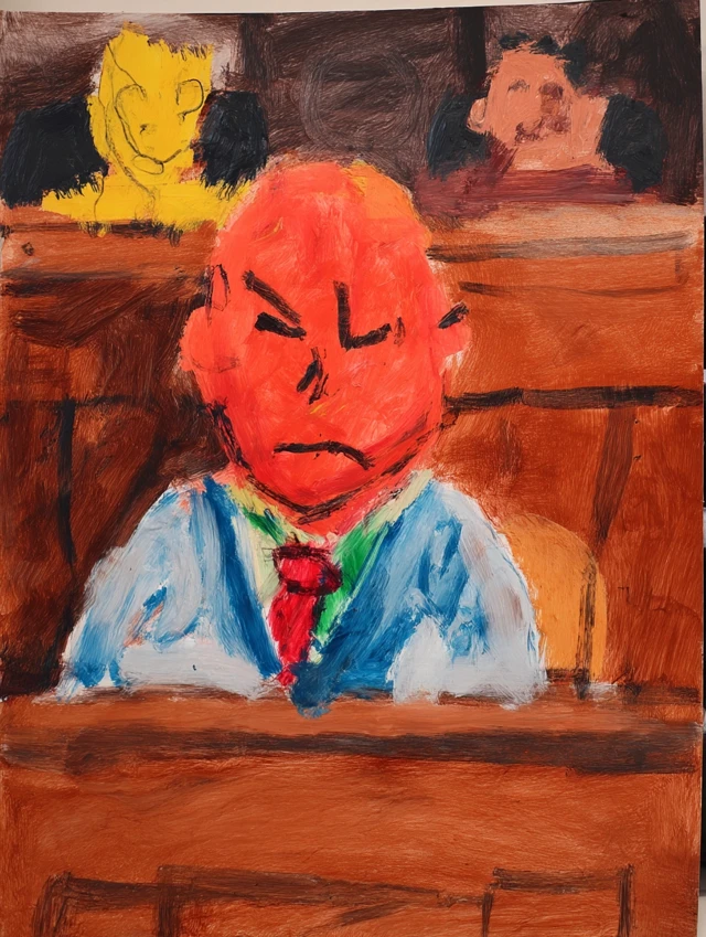 Childs Painting Defendant in Courtroom Dock