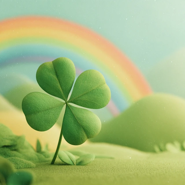 Four Leaf Clover Rainbow Fantasy Illustration