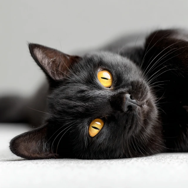Black Cat Winking Mischievous Close Up Shot