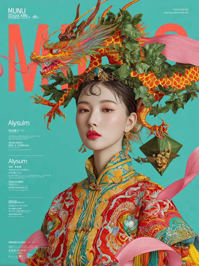 Chinese Beauty with Dragon and Zongzi Fashion