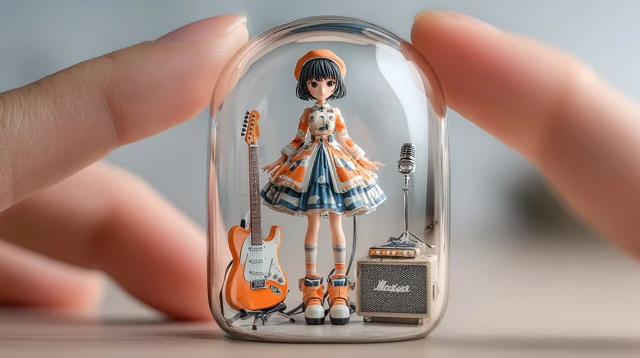 Chibi Musician In Glass Capsule Digital Art