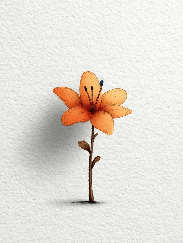 Minimalist Lily Doodle Simple Cartoon Illustration