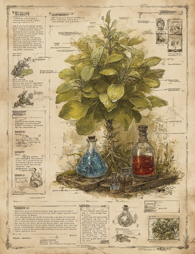 Fantasy Herbalist Sketch of Sage Plant