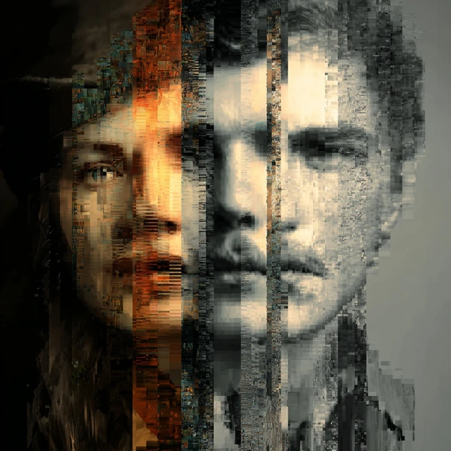 Abstract Pixelated Portrait Digital Art