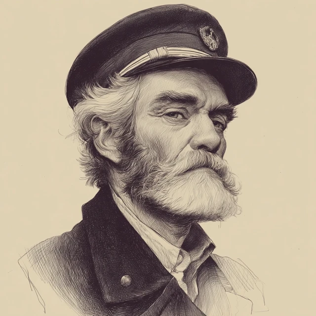 Sea Captain Old Days Style Drawing