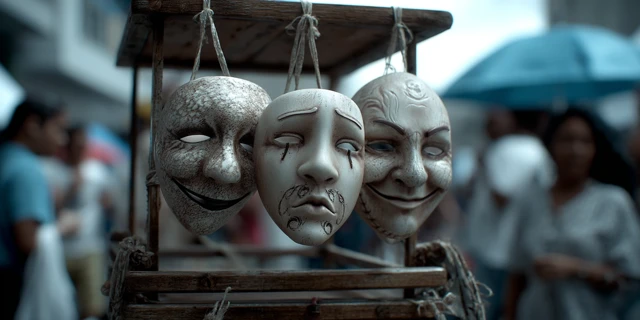 Drama Masks at Puerto Rican Rally Ponce