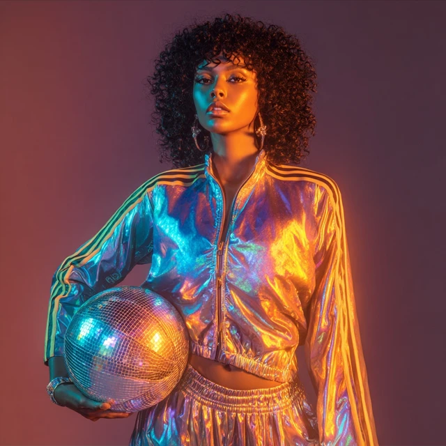 Supermodel in Adidas Tracksuit Disco Ball