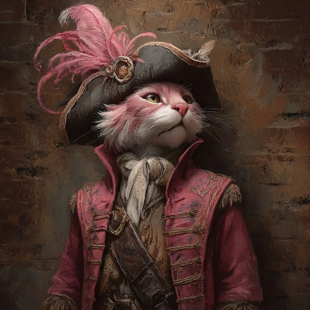 DnD Pink Tabaxi Musketeer Portrait