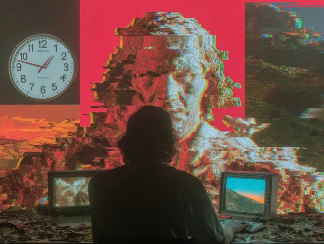Digital Artist Creating Art Glitch Effect