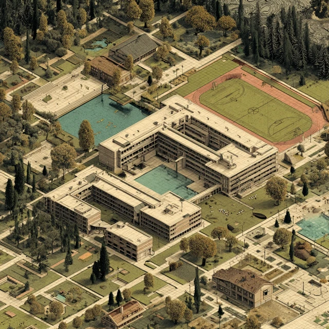 School Campus Design Aerial View
