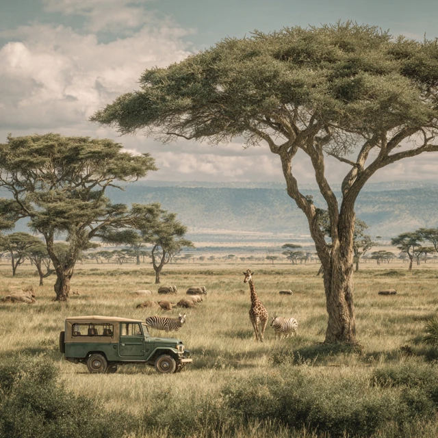 Serengeti Safari Wildlife Giraffes Zebras