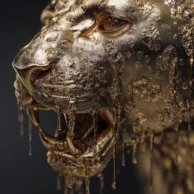 Golden Leopard Melting Close Up Art