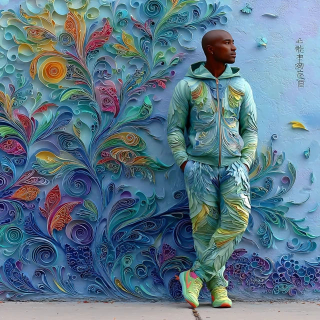 Paper Art Man in Graffiti Clothing