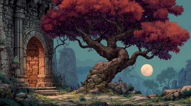 Pixel Art Fantasy Game Landscape
