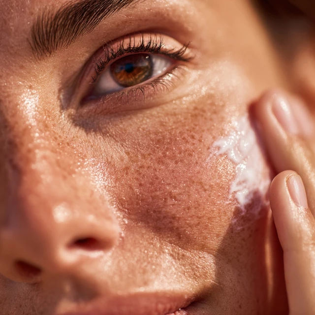 Skincare Routine SPF Cream Application Macro Shot