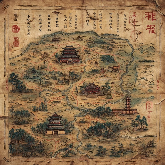 Ancient Map of Henan Province China