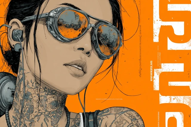 Thai Woman with Tattoos Sunglasses and Headphones