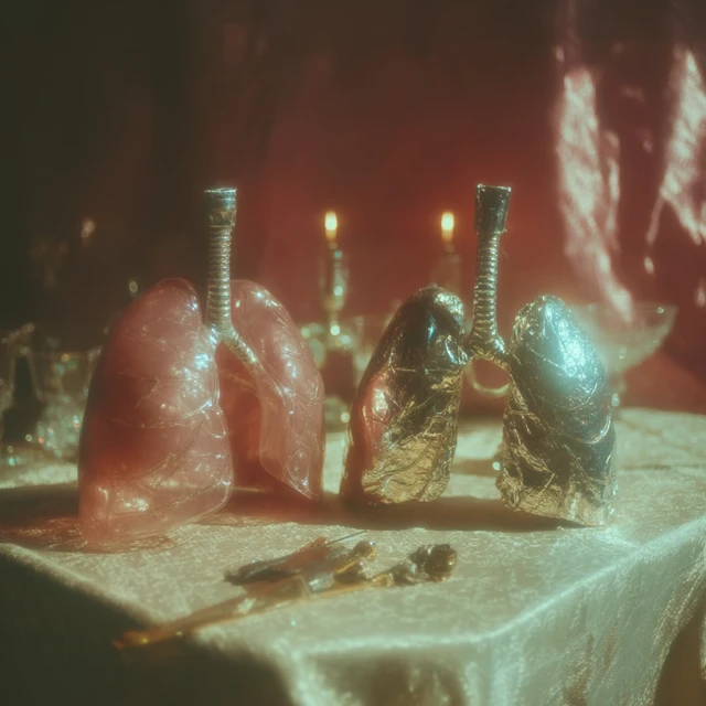 Mechanical Silver Lungs on a Table