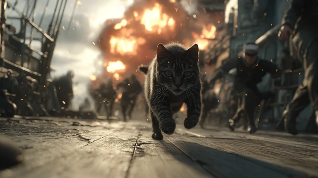 WWII Warship Cat Naval Battle Cinematic