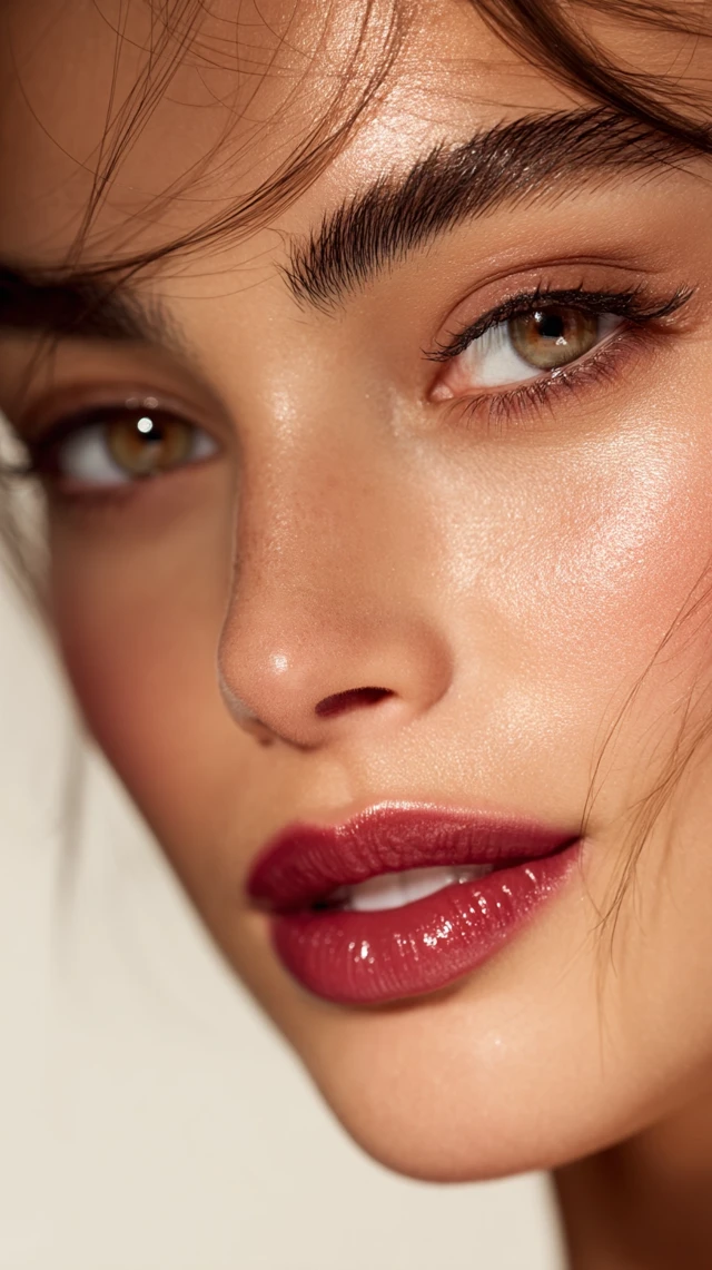 Beautiful Woman CloseUp Portrait Makeup Radiant Skin