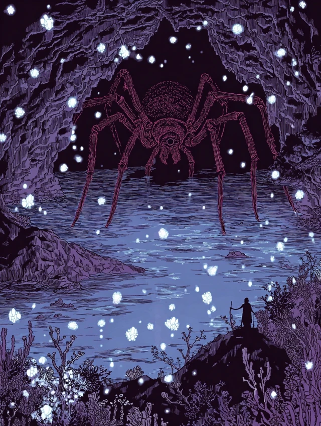 Giant Spider in a Desert Cave