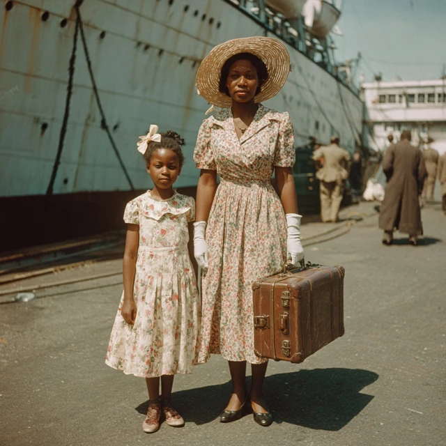 Windrush Day 1948 Mother and Daughter Arrival