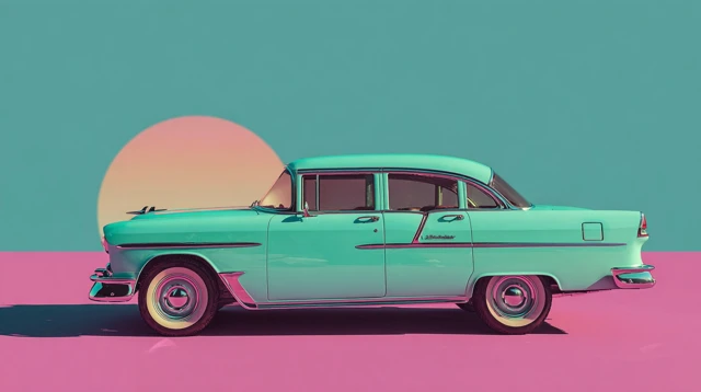 Classic Pink Muscle Car Illustration 3D Rendering