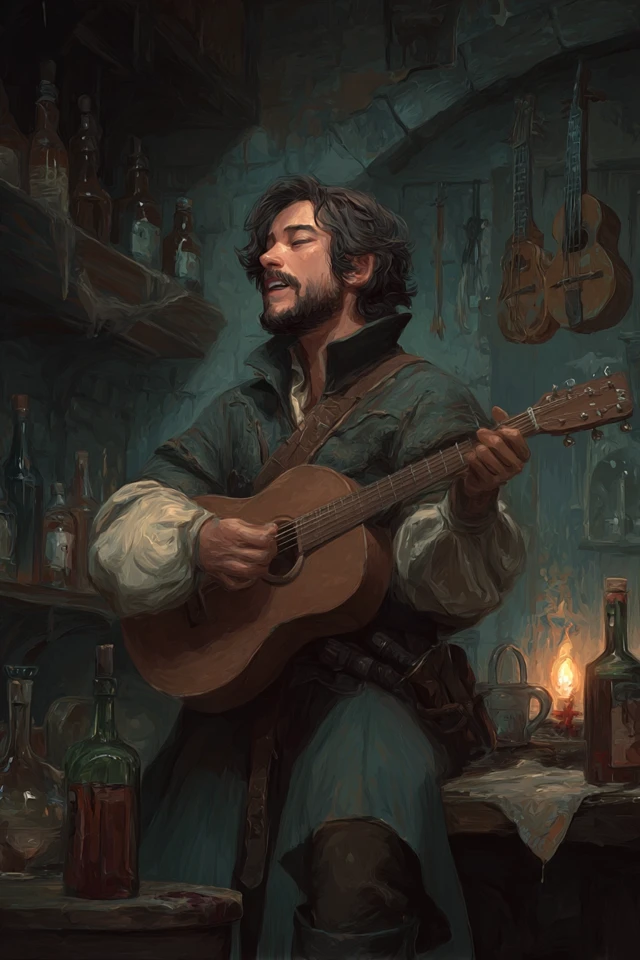 Jaskier the Bard Singing in a Tavern - Fantasy Art