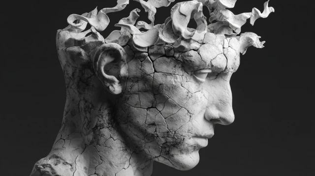 Marble Head Sculpture Mental Overload