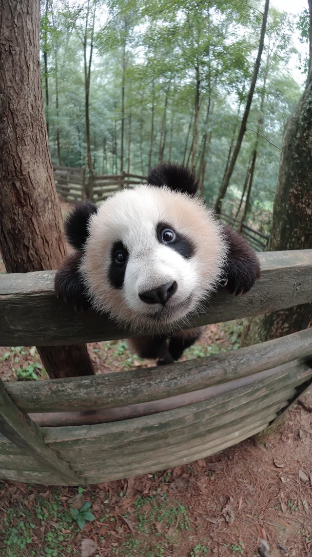 Panda Hanging Upside Down in China