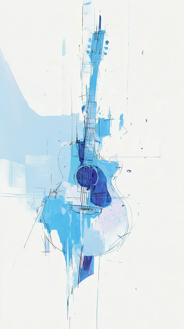 Abstract Acoustic Guitar Aquarelle Art