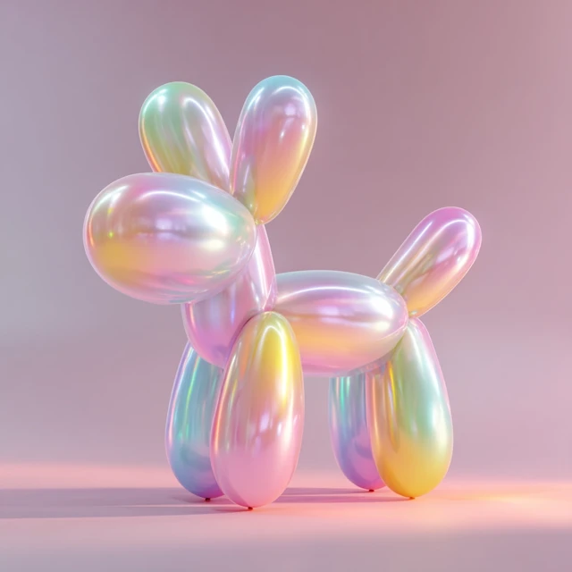 3D Pastel Rainbow Balloon Dog Illustration